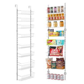 VEVOR Over the Door Pantry Organizer, 8-Tier Pantry Organization and Storage, Heavy-Duty Steel Hanging Spice Rack, Adjustable Wall Seasoning Shel