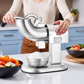 Commercial Ice Crusher 440LBS/H Electric Snow Cone Maker Shaved Ice Silver (Option: silver)
